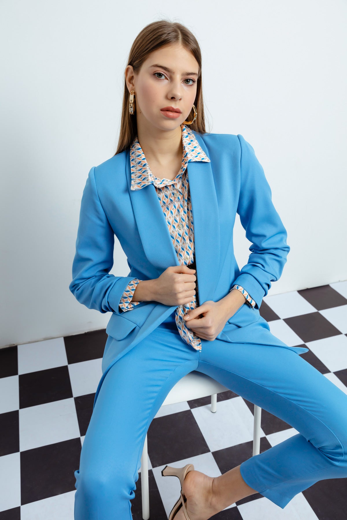 Kadın Mavi Blazer Ceket