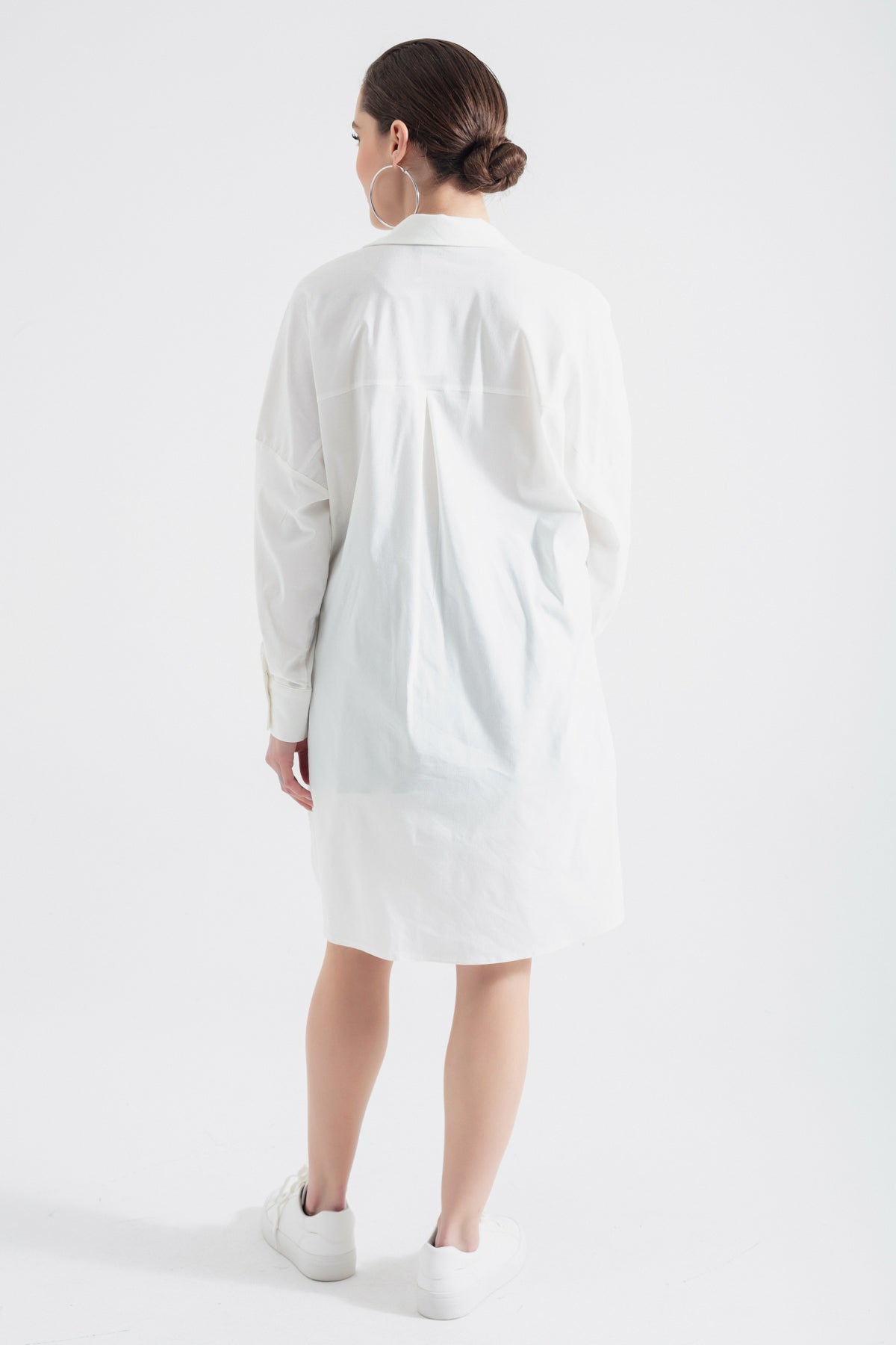 Kadın Beyaz Oversize Tunik Gömlek