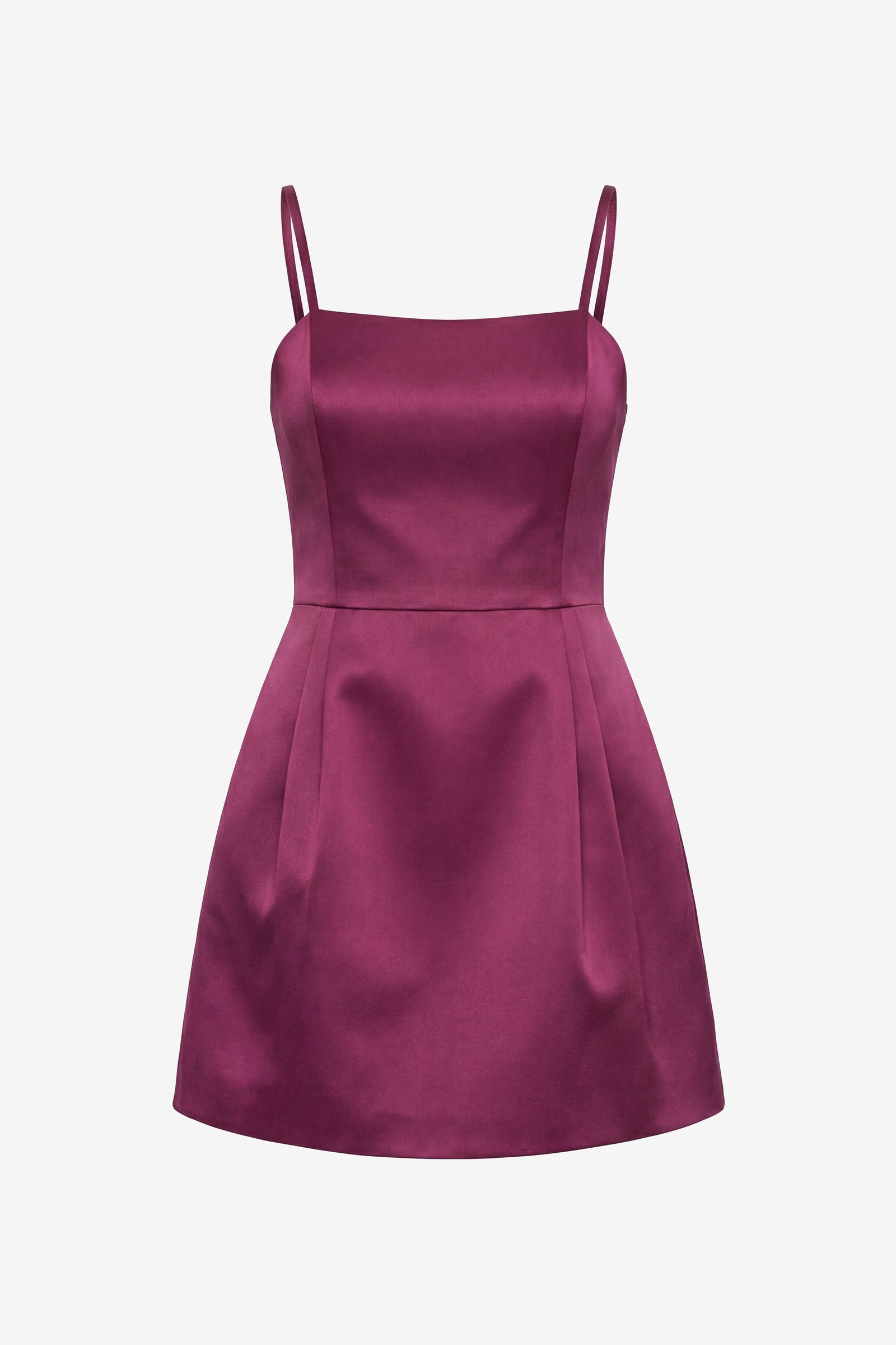 Kadın Bordo İnce Askılı Mini Saten Mezuniyet Abiye Elbise