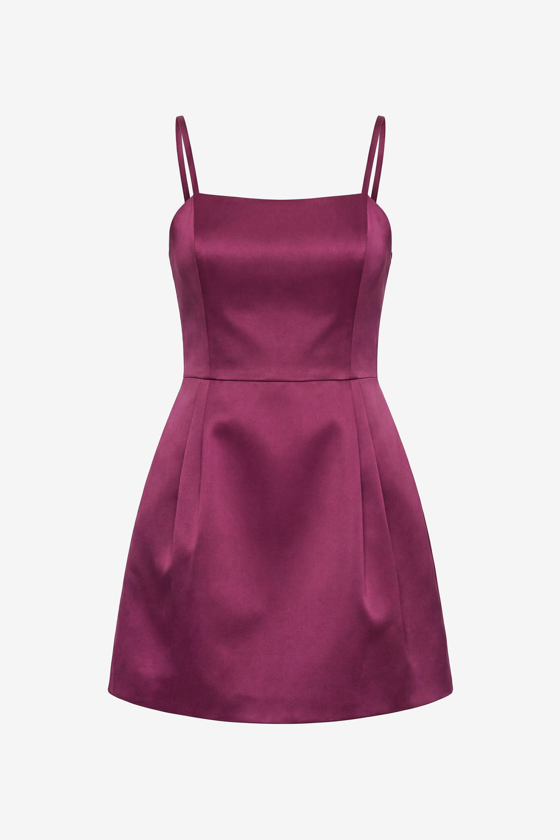 Kadın Bordo İnce Askılı Mini Saten Mezuniyet Abiye Elbise